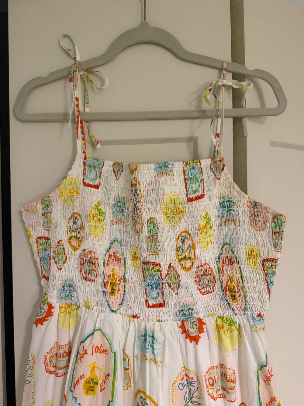 Cynthia Rowley Amalfi Olive Oil Dress Sundress Cottage Resort Vacation Smocked - Picture 2 of 4